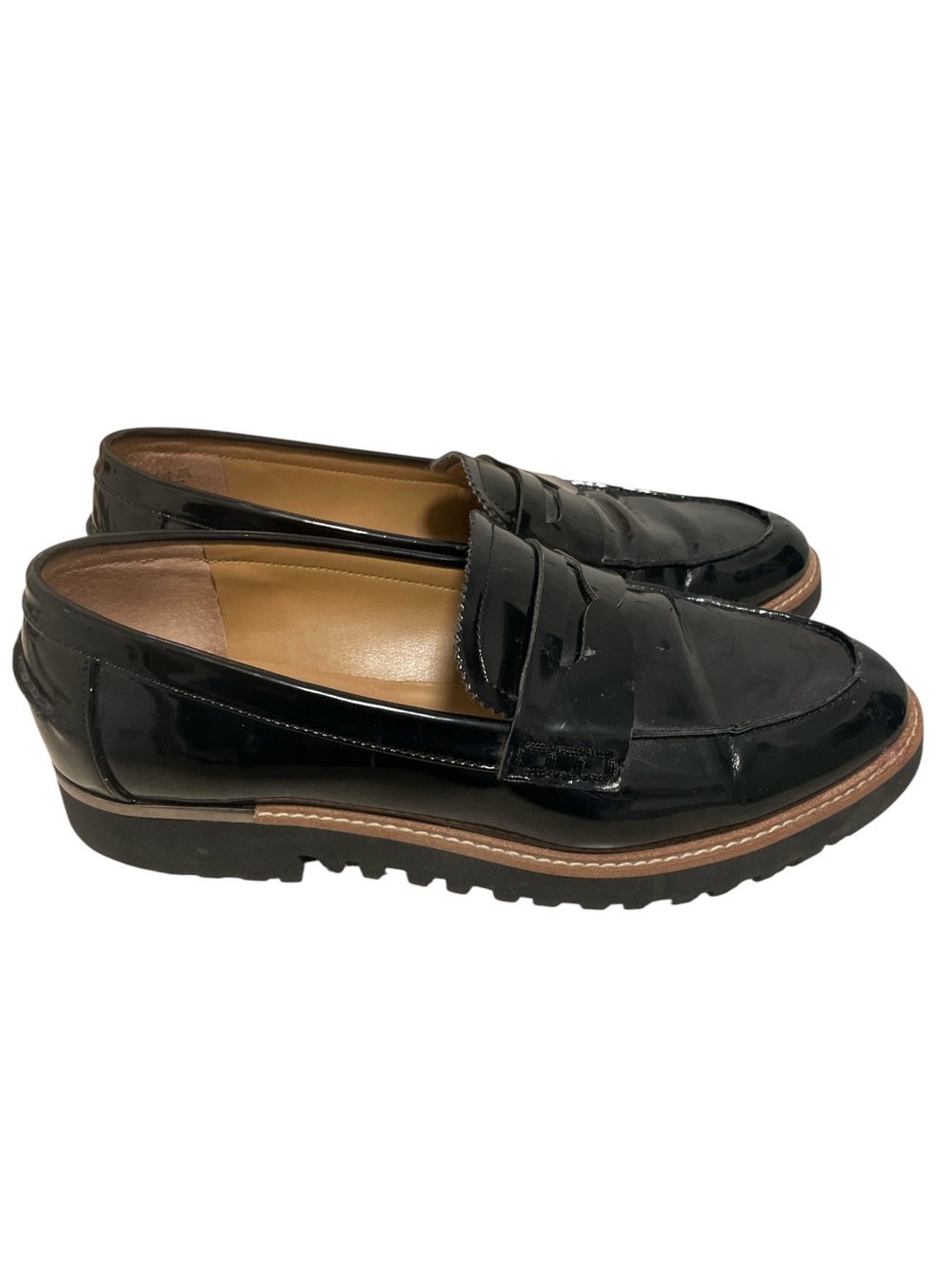 Franco Sarto Black Patent  Women's Penny Loafers size 7.5